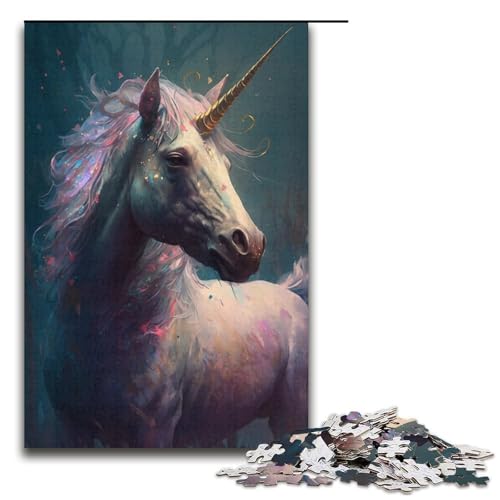 1000-teiliges Puzzle für Erwachsene, Einhorn-Malpuzzle, Lernspiele, Wichtelgeschenke für Teenager ab 14 Jahren (Größe 38 x 26 cm) von LLONGKT