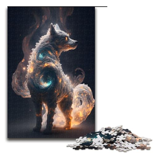 1000-teiliges Puzzle für Erwachsene, Fantasiehund aus Sternen, Puzzle für Erwachsene, Holzpuzzle, schwierig und herausfordernd, Größe 50 x 75 cm von LLONGKT