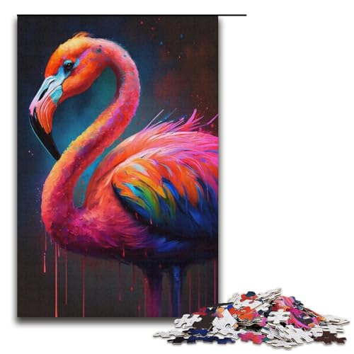 1000-teiliges Puzzle für Erwachsene, Fantasy-Flamingo-Puzzle, Quizspiel, Geburtstagsgeschenk, Geschenke, Wandkunst (Größe 38 x 26 cm) von LLONGKT
