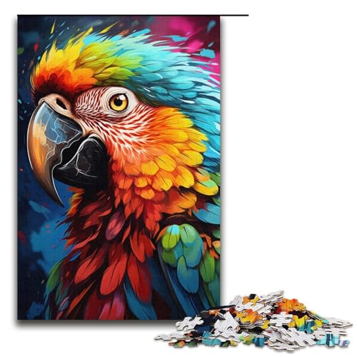 1000-teiliges Puzzle für Erwachsene, Fantasy-Puzzle mit psychedelischem Papagei, Quizspiel, Geburtstagsgeschenk, Geschenke, Wandkunst (Größe 38 x 26 cm) von LLONGKT