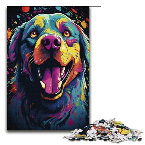 1000-teiliges Puzzle für Erwachsene, Farbmalerei, Hunde-Puzzle, Quizspiel, Geburtstagsgeschenk, Geschenke, Wandkunst (Größe 38 x 26 cm) von LLONGKT