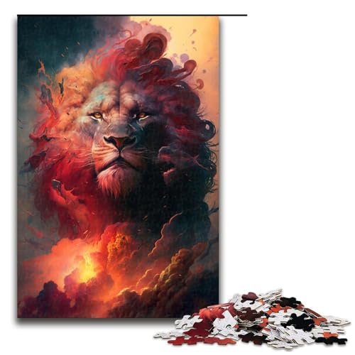 1000-teiliges Puzzle für Erwachsene, Feuerlöwe-Puzzle, Lernspiele, Wichtelgeschenke für Teenager ab 14 Jahren (Größe 50 x 75 cm) von LLONGKT