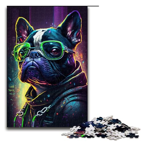 1000-teiliges Puzzle für Erwachsene, Französische Bulldogge, Lernspiel, Herausforderungsspielzeug, Lernspiel für Geburtstag, Weihnachten, Größe 50 x 75 cm 1000-teiliges Puzzle für Erwachsene, Französische Bulldogge, Lernspiel, Herausforderungsspielzeug, Lernspiel für Geburtstag, Weihnachten, Größe 50 x 75 cm von LLONGKT
