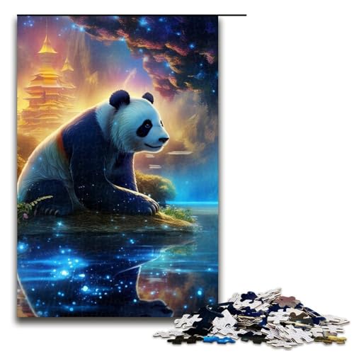 1000-teiliges Puzzle für Erwachsene, Galaxy Panda, Puzzle, Geschenk, Holzpuzzle, Lernspiel, Herausforderungsspielzeug, Größe 50 x 75 cm von LLONGKT