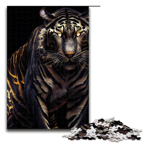 1000-teiliges Puzzle für Erwachsene, Goldtiger, Lernpuzzle, Größe 50 x 75 cm von LLONGKT