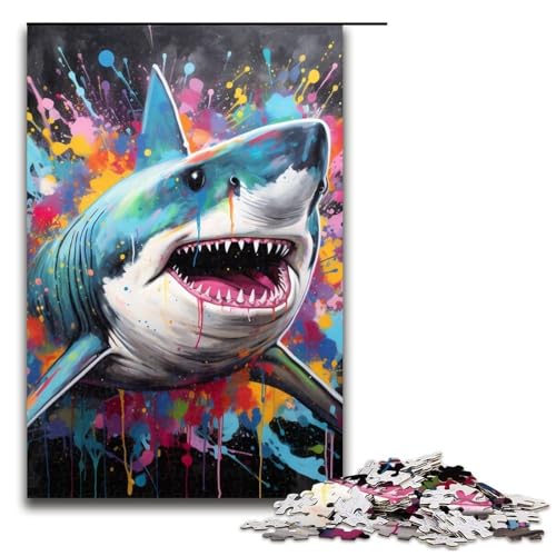 1000-teiliges Puzzle für Erwachsene, Graffiti-Malerei, Hai-Quizspiel, Stressabbau, schwierige Herausforderung, Größe 50 x 75 cm 1000-teiliges Puzzle für Erwachsene, Graffiti-Malerei, Hai-Quizspiel, Stressabbau, schwierige Herausforderung, Größe 50 x 75 cm von LLONGKT