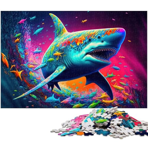 1000-teiliges Puzzle für Erwachsene, Hai, buntes Tier-Puzzle, Spiele, Spielzeug, Geschenk, Lernspiel zum Geburtstag, Weihnachten, Größe 38 x 26 cm 1000-teiliges Puzzle für Erwachsene, Hai, buntes Tier-Puzzle, Spiele, Spielzeug, Geschenk, Lernspiel zum Geburtstag, Weihnachten, Größe 38 x 26 cm von LLONGKT