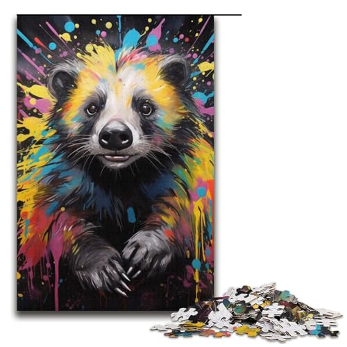 1000-teiliges Puzzle für Erwachsene, Honigdachs-Quizspiel, anspruchsvoll zu vervollständigen, Aber lustig und humorvoll, Größe 38 x 26 cm von LLONGKT