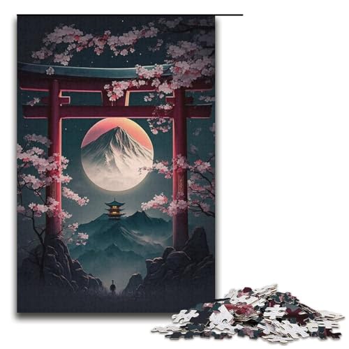 1000-teiliges Puzzle für Erwachsene, Japanisches Torii-Tor-Spielzeug, Denkspiel, Herausforderung für die Gehirnintelligenz, süchtig machendes Spielzeug (Größe 38 x 26 cm) von LLONGKT