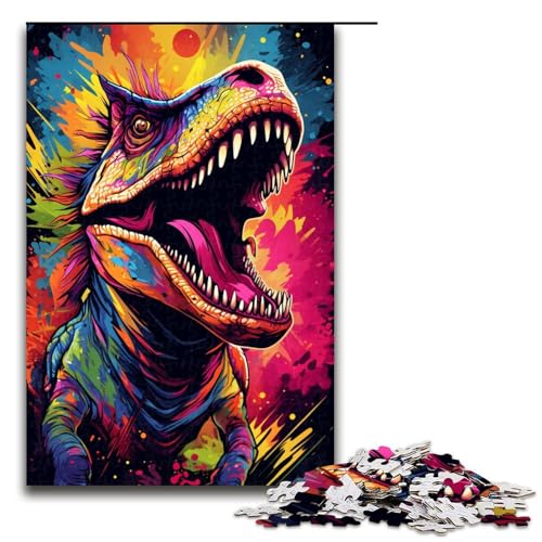 1000-teiliges Puzzle für Erwachsene, Jigsaw Angry Dinosaur Jigsaw für Erwachsene, Holzpuzzle, Lernspiel, Herausforderungsspielzeug (Größe 50 x 75 cm) von LLONGKT