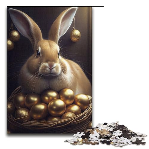1000-teiliges Puzzle für Erwachsene, Kaninchen, Osterhase, Tierspiel, Spielzeug, Gehirnintelligenz-Herausforderung, süchtig machendes Spielzeug, Größe 38 x 26 cm von LLONGKT