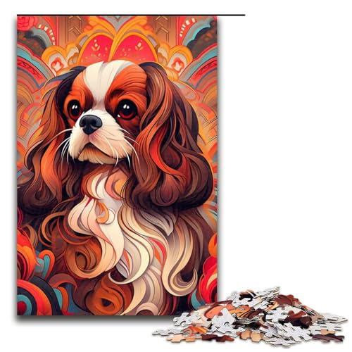 1000-teiliges Puzzle für Erwachsene, King Charles Spaniel, Spielzeug, Denkspiel, Herausforderung für die Gehirnintelligenz, süchtig machendes Spielzeug (Größe 50 x 75 cm) von LLONGKT