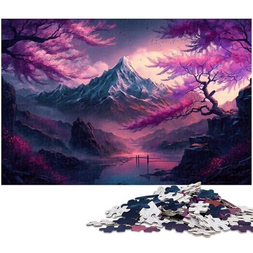 1000-teiliges Puzzle für Erwachsene, Kirschbaum-Landschaft, Lernspiel, Herausforderung, Spielzeug, Wichtelgeschenke, Größe 50 x 75 cm von LLONGKT
