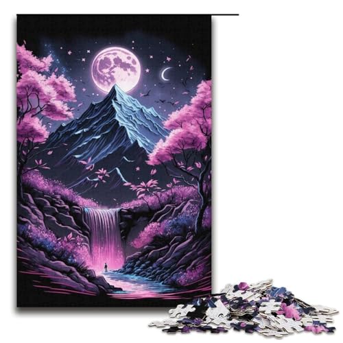 1000-teiliges Puzzle für Erwachsene, Kirschblüten-Berg-Puzzle – anspruchsvolles Spiel, ganze Familie, Größe 38 x 26 cm von LLONGKT