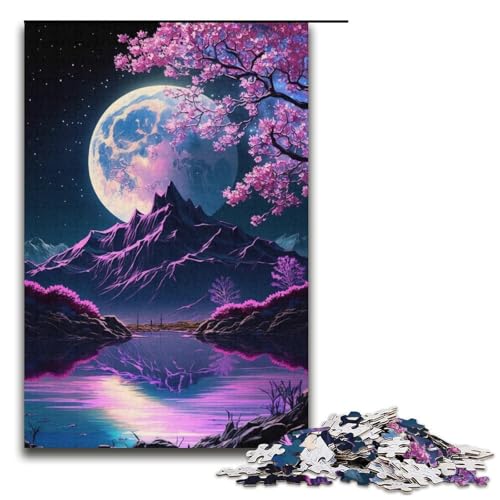 1000-teiliges Puzzle für Erwachsene, Kirschblüten-Berg-Puzzle für Erwachsene, Kartonpuzzle, anspruchsvolles Spiel, Größe 38 x 26 cm von LLONGKT