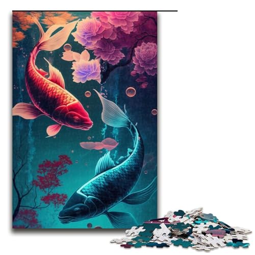 1000-teiliges Puzzle für Erwachsene, Koi-Fisch-Quizspiel, anspruchsvoll zu vervollständigen, Aber unterhaltsam und humorvoll, Größe 50 x 75 cm von LLONGKT