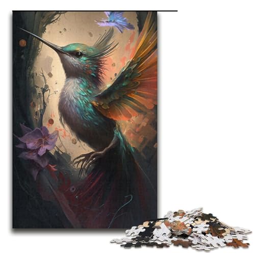 1000-teiliges Puzzle für Erwachsene, Kolibri-Gemälde, Puzzle zur Heimdekoration, tolles Geschenk für Spiele (Größe 38 x 26 cm) von LLONGKT