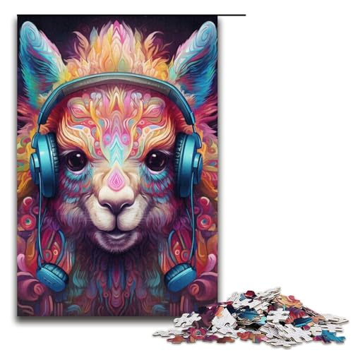 1000-teiliges Puzzle für Erwachsene, Kopfhörer, Alpaka, Puzzle für Teenager, Papppuzzle, Lernspiele für Erwachsene, Größe 38 x 26 cm 1000-teiliges Puzzle für Erwachsene, Kopfhörer, Alpaka, Puzzle für Teenager, Papppuzzle, Lernspiele für Erwachsene, Größe 38 x 26 cm von LLONGKT