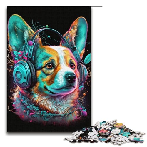 1000-teiliges Puzzle für Erwachsene, Kopfhörer, Corgi-Puzzle, Geschenke, Weihnachtswunschliste mit Weihnachtsmann, Größe 38 x 26 cm 1000-teiliges Puzzle für Erwachsene, Kopfhörer, Corgi-Puzzle, Geschenke, Weihnachtswunschliste mit Weihnachtsmann, Größe 38 x 26 cm von LLONGKT