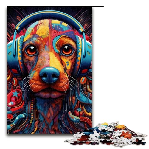 1000-teiliges Puzzle für Erwachsene, Kopfhörer, Dalmatiner-Puzzle, Heimdekoration, mit passendem Poster und Quizblatt, Größe 50 x 75 cm von LLONGKT