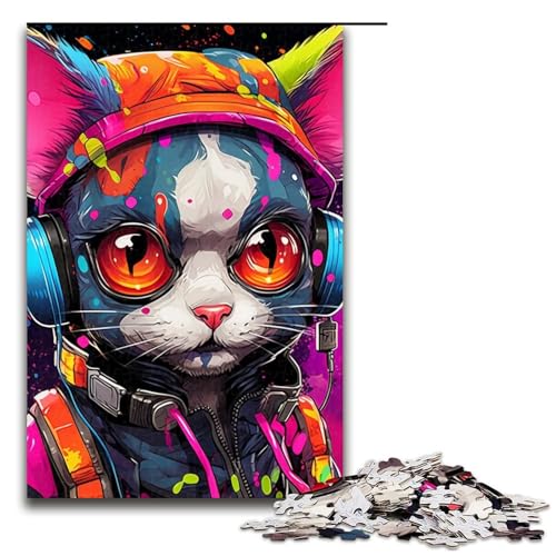 1000-teiliges Puzzle für Erwachsene, Kopfhörer, Hund, Familienspaß-Puzzle, herausfordernd zu vervollständigen, Aber lustig und humorvoll, Größe 50 x 75 cm von LLONGKT
