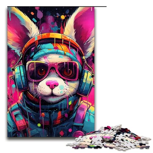 1000-teiliges Puzzle für Erwachsene, Kopfhörer, Hund, Puzzle für Erwachsene, Holzpuzzle, Lernspiel, Größe 50 x 75 cm 1000-teiliges Puzzle für Erwachsene, Kopfhörer, Hund, Puzzle für Erwachsene, Holzpuzzle, Lernspiel, Größe 50 x 75 cm von LLONGKT