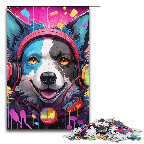 1000-teiliges Puzzle für Erwachsene, Kopfhörer, Hund, Puzzle für Teenager, Papppuzzle, dekomprimierendes intellektuelles Lernspielzeug, Größe 38 x 26 cm 1000-teiliges Puzzle für Erwachsene, Kopfhörer, Hund, Puzzle für Teenager, Papppuzzle, dekomprimierendes intellektuelles Lernspielzeug, Größe 38 x 26 cm von LLONGKT