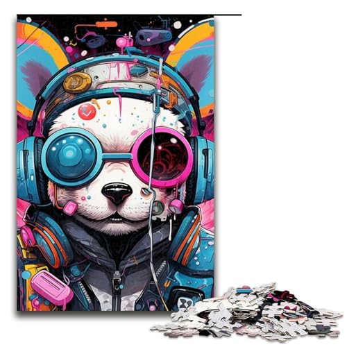 1000-teiliges Puzzle für Erwachsene, Kopfhörer, Hund, unmögliches Puzzle, hilft dem Gehirn, süchtig machendes Spielzeug zur Förderung der Geduld, Größe 50 x 75 cm von LLONGKT