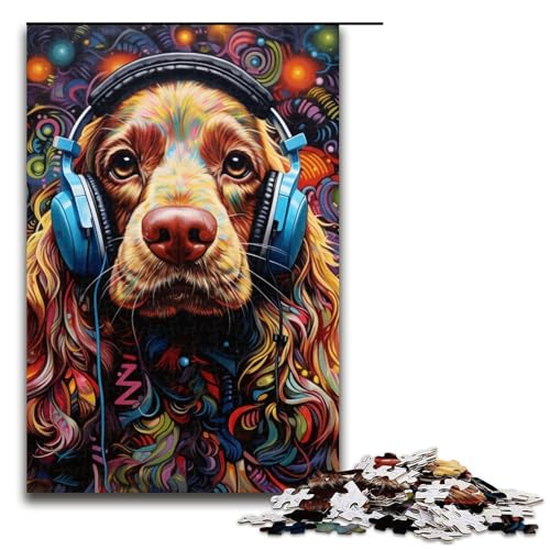 1000-teiliges Puzzle für Erwachsene, Kopfhörer, Hunde-Puzzle, als Geschenk zum Zeitvertreib zu Hause, für Teenager ab 14 Jahren, Größe 50 x 75 cm von LLONGKT