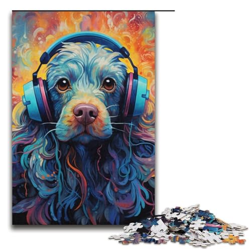 1000-teiliges Puzzle für Erwachsene, Kopfhörer, Hunde-Puzzle als Geschenk, ganze Familie, Größe 38 x 26 cm 1000-teiliges Puzzle für Erwachsene, Kopfhörer, Hunde-Puzzle als Geschenk, ganze Familie, Größe 38 x 26 cm von LLONGKT
