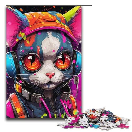 1000-teiliges Puzzle für Erwachsene, Kopfhörer, Hundespiele, Spielzeug, Geschenk, perfekte Dekoration, Größe 38 x 26 cm von LLONGKT