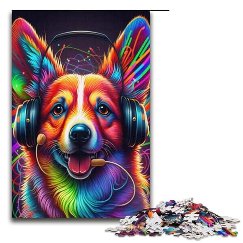1000-teiliges Puzzle für Erwachsene, Kopfhörer-Corgi-Puzzle, Lernspiel, Herausforderungsspielzeug, Lernspiel für Geburtstag, Weihnachten, Größe 38 x 26 cm 1000-teiliges Puzzle für Erwachsene, Kopfhörer-Corgi-Puzzle, Lernspiel, Herausforderungsspielzeug, Lernspiel für Geburtstag, Weihnachten, Größe 38 x 26 cm von LLONGKT