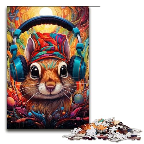 1000-teiliges Puzzle für Erwachsene, Kopfhörer-Hamster-Puzzle als Geschenk zum Zeitvertreib zu Hause für Teenager ab 14 Jahren, Größe 50 x 75 cm von LLONGKT