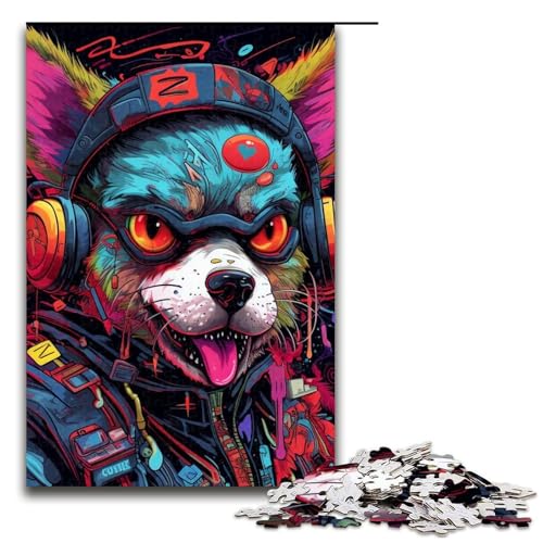 1000-teiliges Puzzle für Erwachsene, Kopfhörer-Hunde-Puzzle, geeignet für Paare, Größe 50 x 75 cm von LLONGKT
