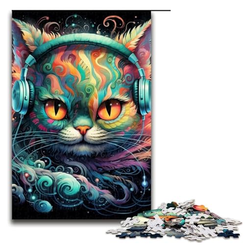 1000-teiliges Puzzle für Erwachsene, Kopfhörer-Katzen-Puzzle – anspruchsvolles Spielangebot als Geschenk für die ganze Familie, Größe 50 x 75 cm 1000-teiliges Puzzle für Erwachsene, Kopfhörer-Katzen-Puzzle – anspruchsvolles Spielangebot als Geschenk für die ganze Familie, Größe 50 x 75 cm von LLONGKT