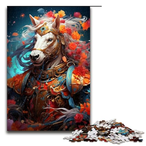 1000-teiliges Puzzle für Erwachsene, Kriegerpferd, Lernpuzzle, Größe 50 x 75 cm von LLONGKT