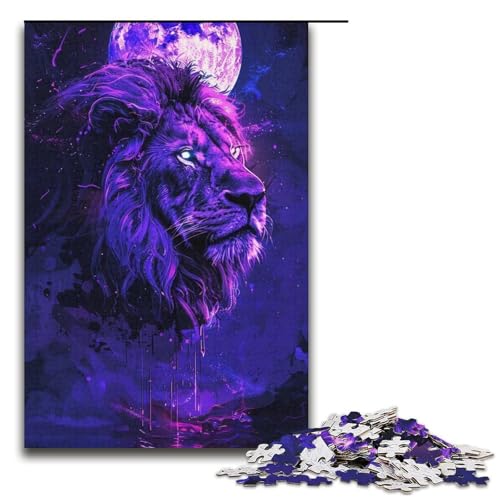 1000-teiliges Puzzle für Erwachsene, Löwen-Puzzle, Lernpuzzle, Familienspiel, Geschenk zum Geburtstag, Größe 38 x 26 cm von LLONGKT