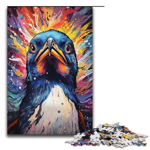 1000-teiliges Puzzle für Erwachsene, Malen, Farb-Pinguin-Puzzle für Erwachsene, Papppuzzle, dekomprimierendes intellektuelles Lernspielzeug (Größe 38 x 26 cm) von LLONGKT