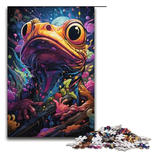1000-teiliges Puzzle für Erwachsene, Malen, Farbfrosch, für Puzzle-Wanddekoration, einzigartige Geburtstags (Größe 38 x 26 cm) von LLONGKT
