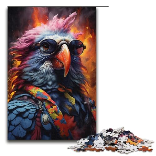 1000-teiliges Puzzle für Erwachsene, Malen, bunter Papagei, Lernpuzzle, Größe 38 x 26 cm von LLONGKT