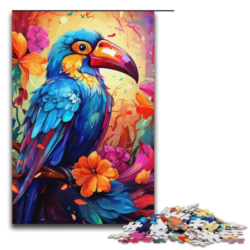 1000-teiliges Puzzle für Erwachsene, Malen, buntes Tukan-Puzzle, Lernspiele, Wichtelgeschenke für Teenager ab 14 Jahren (Größe 38 x 26 cm) von LLONGKT