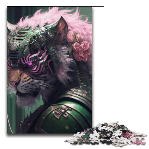 1000-teiliges Puzzle für Erwachsene, Metall-Tiger, Puzzle-Geschenke, EIN Kunstwerk für Teenager ab 14 Jahren, Größe 38 x 26 cm von LLONGKT