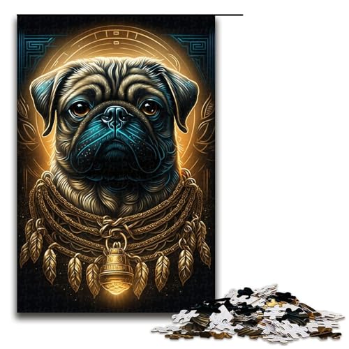 1000-teiliges Puzzle für Erwachsene, Mops, Stressabbau, für Teenager ab 14 Jahren, Größe 50 x 75 cm von LLONGKT
