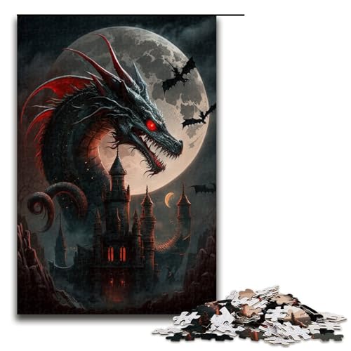 1000-teiliges Puzzle für Erwachsene, Nachtdrache, Puzzle, Quizspiel, Geburtstagsgeschenk, Geschenke, Wandkunst (Größe 50 x 75 cm) von LLONGKT
