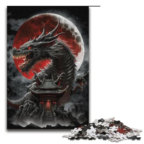 1000-teiliges Puzzle für Erwachsene, Nachtdrache-Puzzle, Stressabbau-Angebot als Geschenk für die ganze Familie (Größe 38 x 26 cm) von LLONGKT