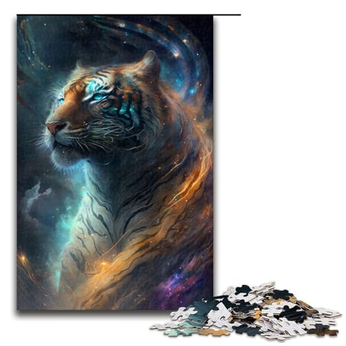 1000-teiliges Puzzle für Erwachsene, Nebula Tiger, Lernpuzzle, Familienspiel, Wichtelgeschenke, Größe 50 x 75 cm von LLONGKT