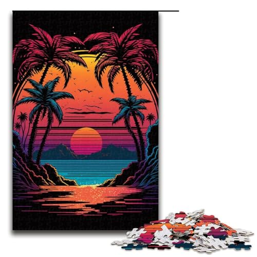 1000-teiliges Puzzle für Erwachsene, Neon-Landschaftspuzzle, Quizspiel, Geburtstagsgeschenk, Geschenke, Wandkunst (Größe 50 x 75 cm) von LLONGKT