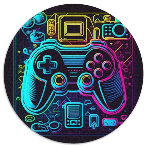1000-teiliges Puzzle für Erwachsene, Neon-Spiel, runde Puzzles, anspruchsvolles DIY-Denkspiel, interaktive Familienaktivität (67,5 x 67,5 cm) von LLONGKT