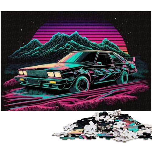 1000-teiliges Puzzle für Erwachsene, Neon-Sportwagen, Lernspiel, Herausforderung, Spielzeug, Wichtelgeschenke, Größe 50 x 75 cm von LLONGKT