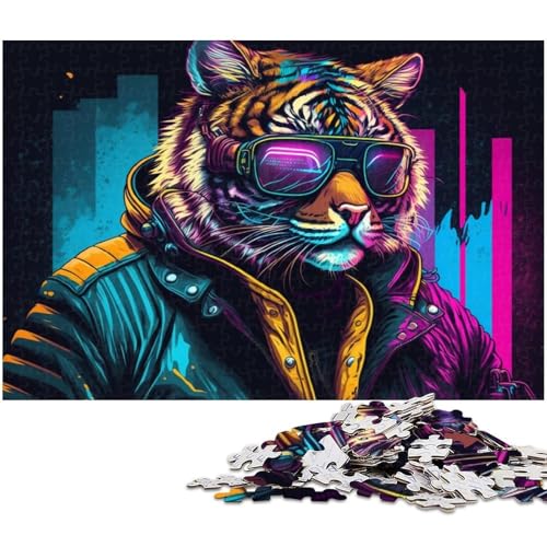 1000-teiliges Puzzle für Erwachsene, Neon-Tiger, Lernspiel, Herausforderung, Spielzeug, Wichtelgeschenke, Größe 38 x 26 cm von LLONGKT